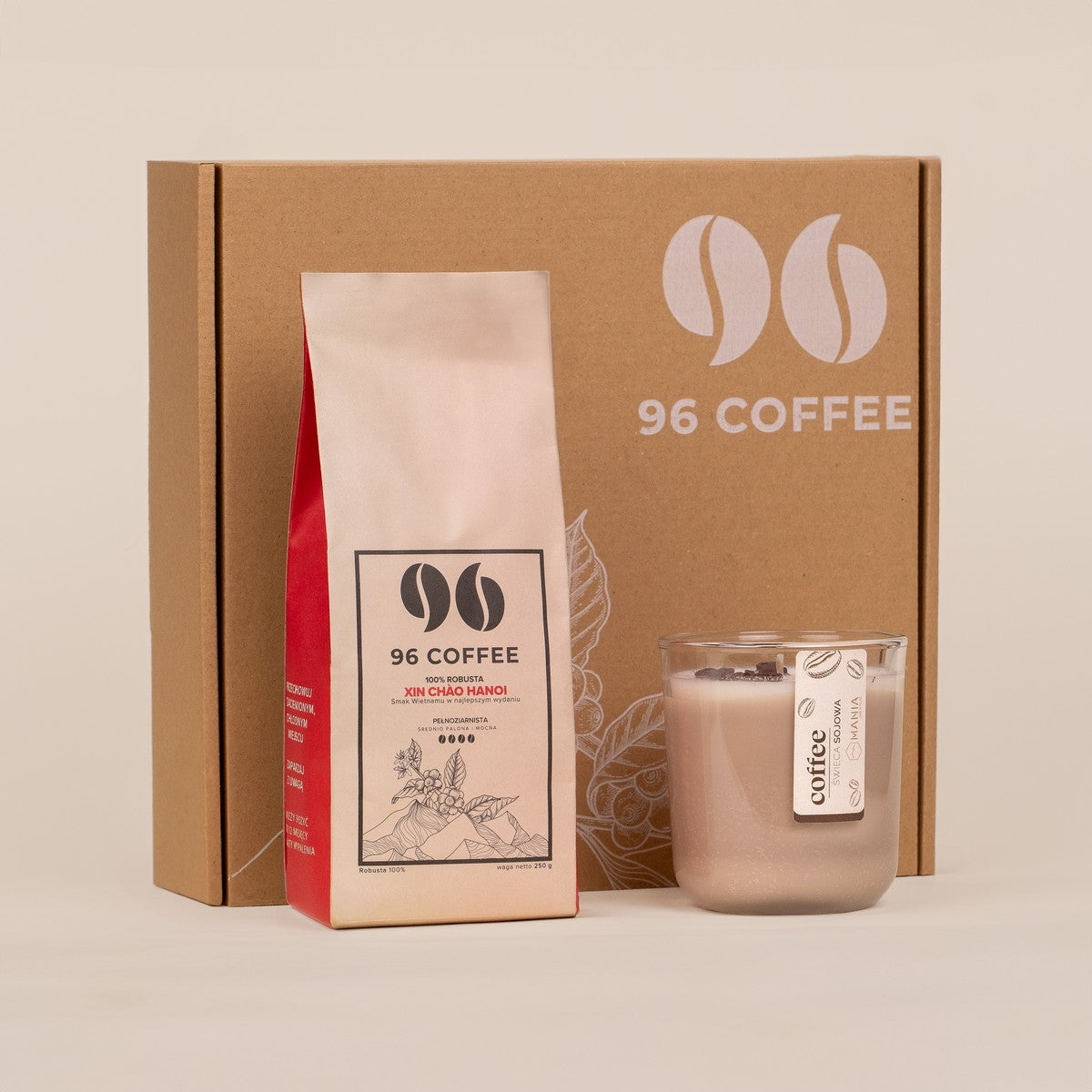 Zestaw prezentowy kawa & świeca sojowa (Latte)