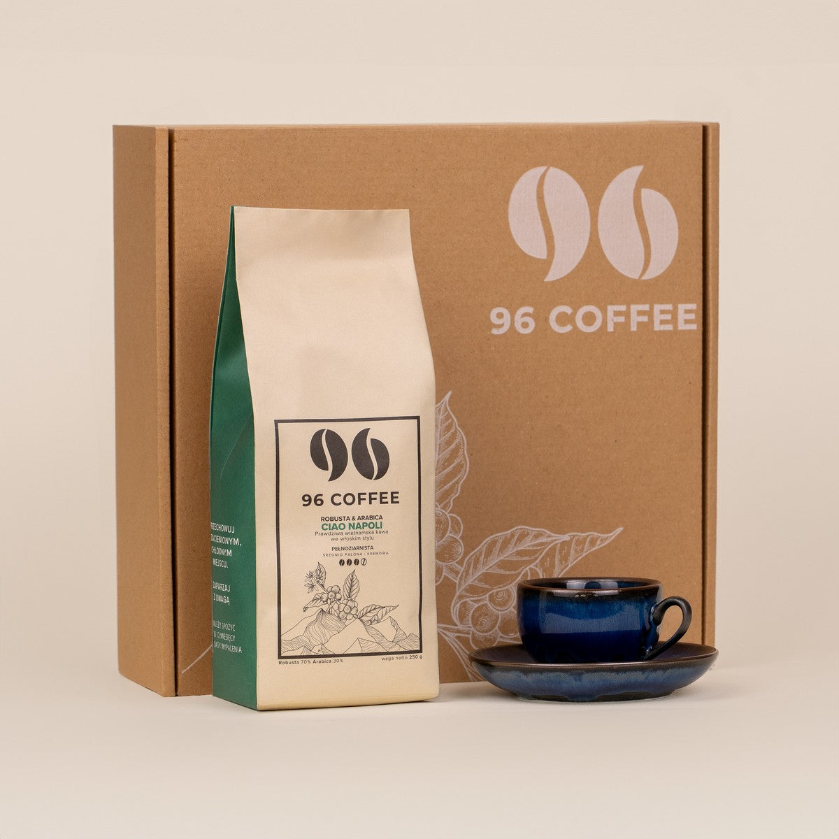 Set of Coffee Beans (250g) with a Cup of Espresso